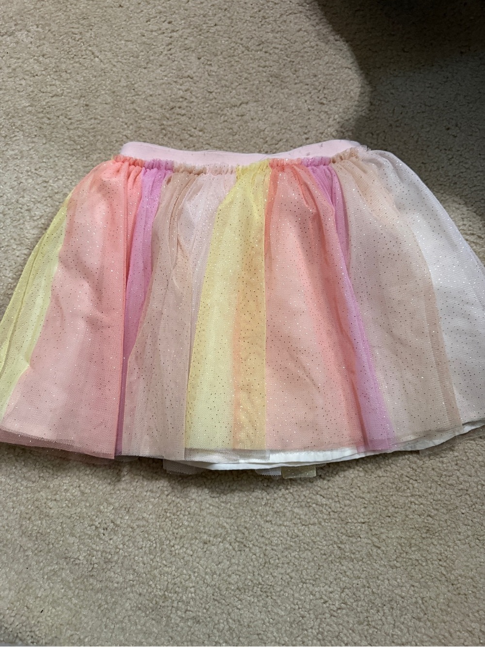 Girls' Pastel Rainbow Tulle Skirt - Pink/Yellow/Peach